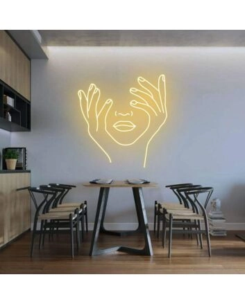 &#39;Holding Face&#39; Neon Sign