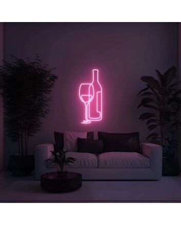 Wine Glass and Bottle Aesthetic LED Neon Sign