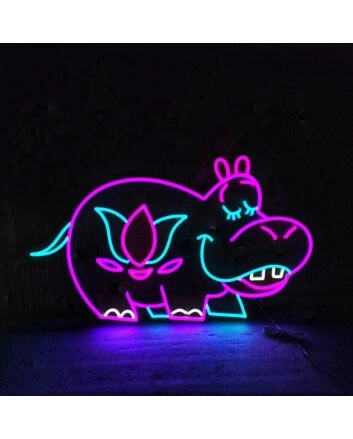 Happy Hippo LED Neon Sign