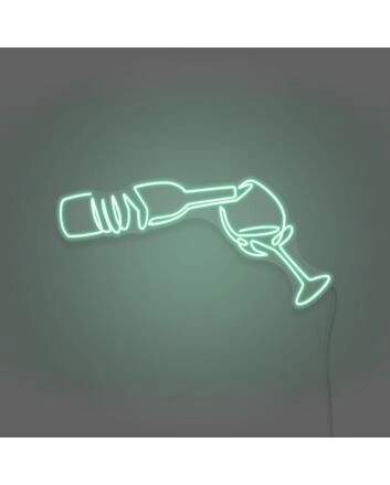 Wine Poured To Glass Neon Lights