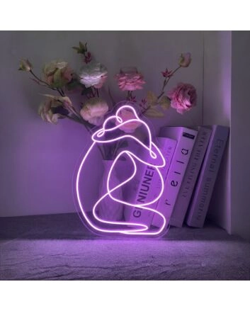 Minimalist Figures Hugging LED Neon Sign