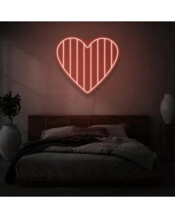 Striped Heart LED Neon Light