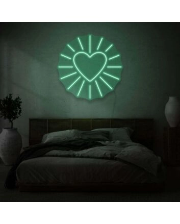 Heart with rays LED neon sign