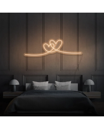 Two Hearts LED Neon Sign