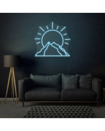 Sun behind mountain LED neon sign
