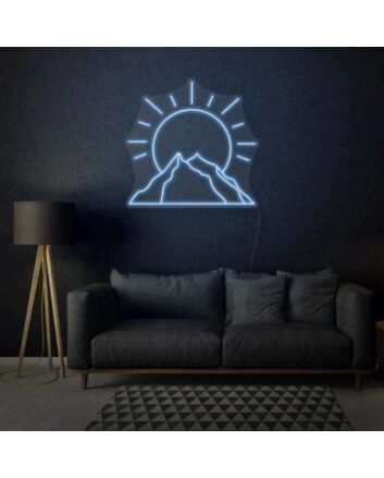 Sun behind mountain LED neon sign