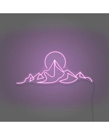 Moon over the mountains neon sign