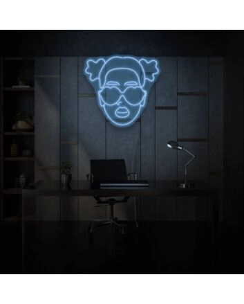 Girl with Heart Glasses Neon Love at First Sight