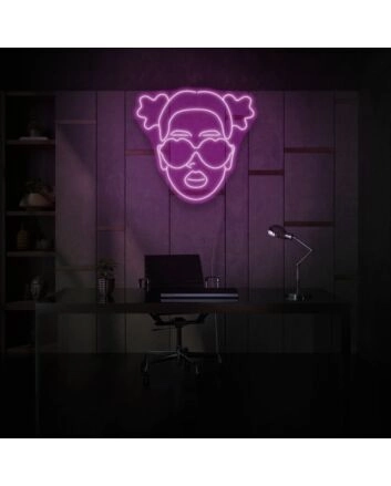 Girl with Heart Glasses Neon Love at First Sight