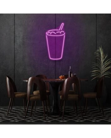 Glass With Drink Neon Refreshing Sip of Elegance