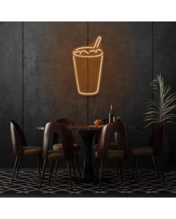 Glass With Drink Neon Refreshing Sip of Elegance