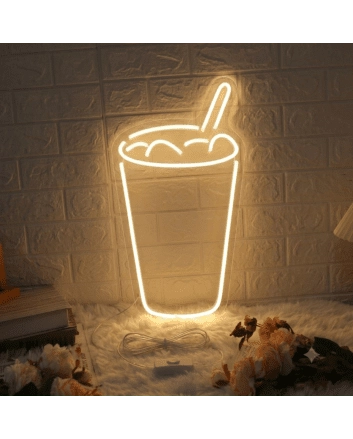 Glass With Drink Neon Refreshing Sip of Elegance