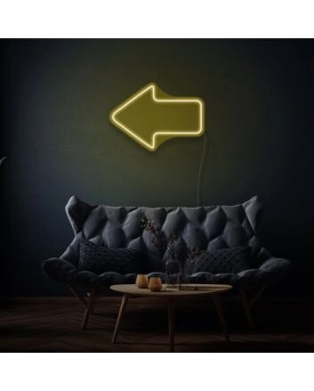 Arrow Pointing Left Neon Directional Cues in Light