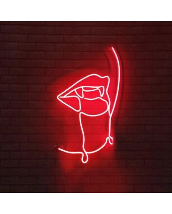 Bloody Vampire with big red lips neon sign