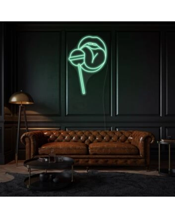 Woman Lips Neon Sign Sensual Beauty Illuminated