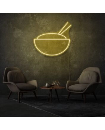 Bowl With Chopsticks Neon Asian Cuisine Delight