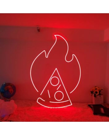 Scorching Pizza Neon Masterpiece Delicious and Inviting