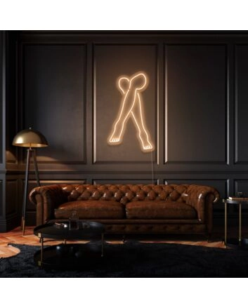 Crossed Legs Neon Elegant and Relaxed Posture