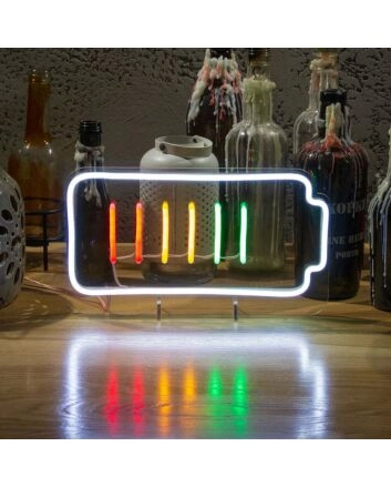 Battery Neon Sign Energy and Power Symbol