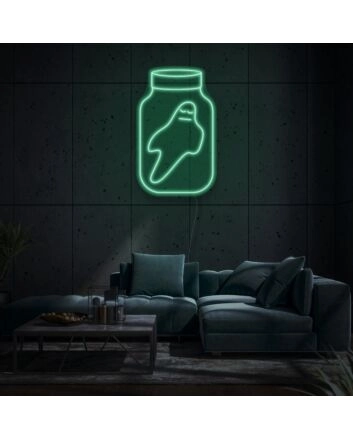 Glass With Ghost Neon Spooky and Fun