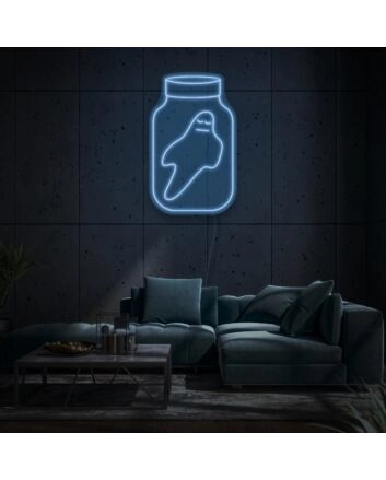 Glass With Ghost Neon Spooky and Fun