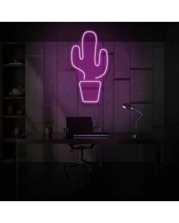 Cactus in Pot Neon Desert Charm in Compact Form