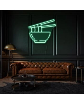 Noodles In Bowl Neon Delight for Asian Cuisine Lovers