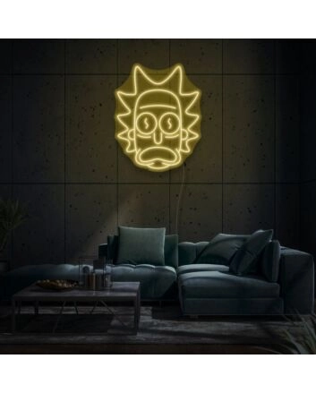 Rick's Face Neon Art Tribute to Popular Culture