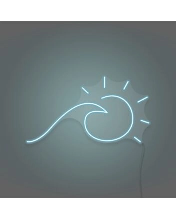 Sun and Sea Wave Neon Artistic Representation of Beachside Serenity