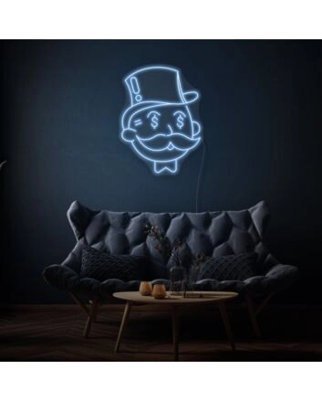 Monopoly Man Neon Sign Playful Wealth and Games