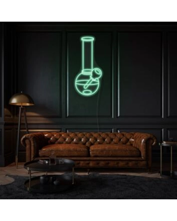 Flask With Weed Sign Neon Edgy and Trendy Statement