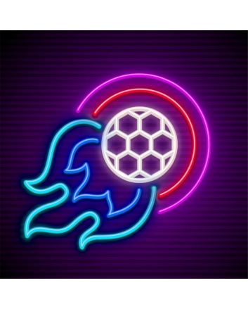 Touchdown Inferno Football Ball Flying and Burning Neon Sign