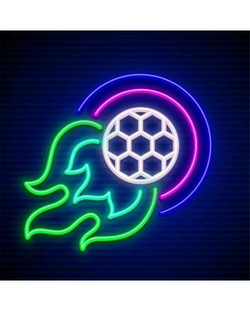 Touchdown Inferno Football Ball Flying and Burning Neon Sign