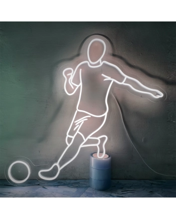 Soccer Showdown Running and Kicking Player Neon Sign
