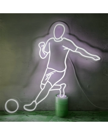 Soccer Showdown Running and Kicking Player Neon Sign
