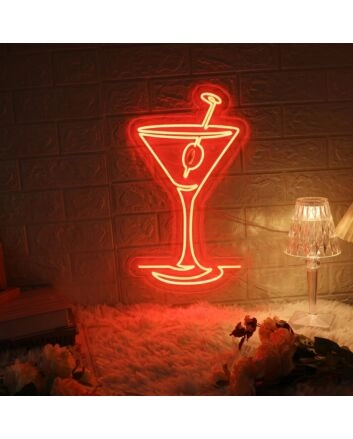 Cocktail Glasses Bar Neon Signs