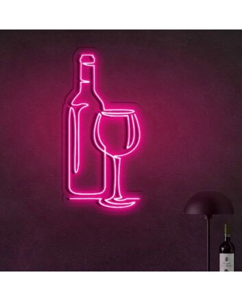 Red Wine Wine Glass  Bar Set  Neon Signs