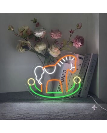 &#39;Marry Christmas Wooden Horse&#39; neon sign