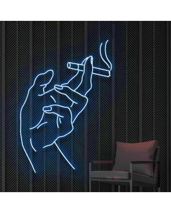 Hand Holding Cigarette  Neon Sign