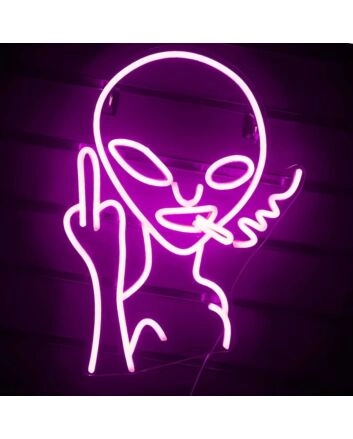 Provocative Smoking Alien  Neon Sign