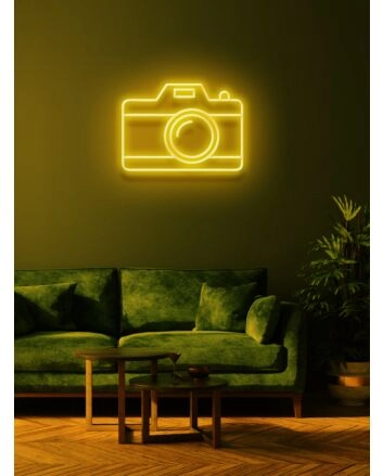 Camera Neon Sign Tribute to Photography and Visual Arts