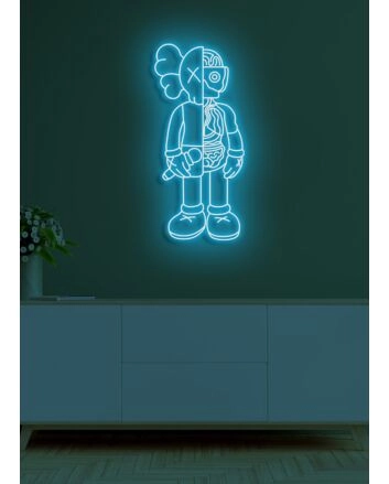 Divided Neon Art Reflecting Inner Struggle and Balance