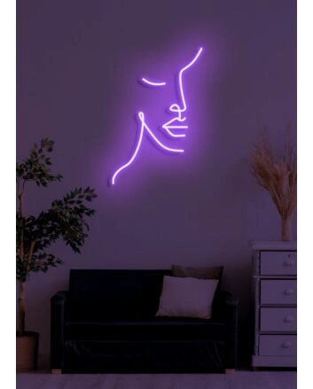 Half face Neon Art Duality and Complexity in Light Form