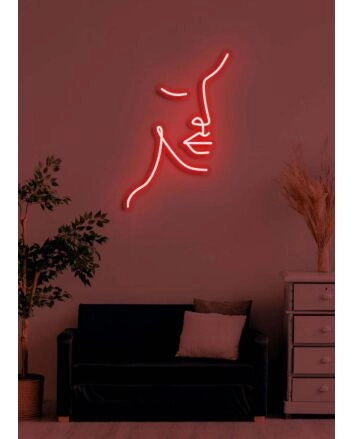 Half face Neon Art Duality and Complexity in Light Form