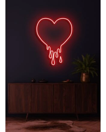 Melting heart Neon Warmth and Love in Fluid Form