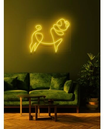 Pug Neon Quirkiness and Charm in a Bright Display