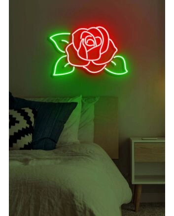 Rose Neon Romantic Bloom in Lustrous Light