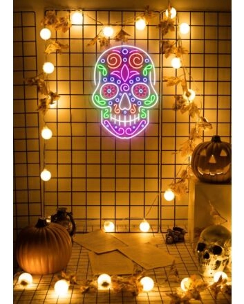 Skull Neon Reminder of Life's Edge and Vibrancy