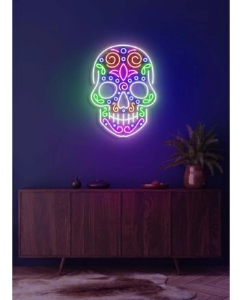 Skull Neon Reminder of Life's Edge and Vibrancy