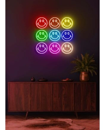 Smiley Wall Neon Joy and Positivity in Every Bulb